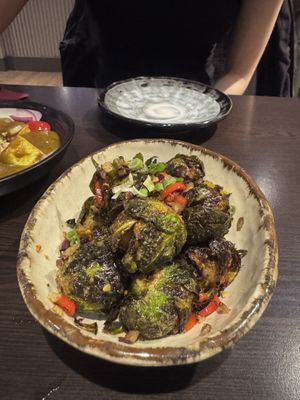 Salt & chilli Brussels   at Suissi Vegan Kitchen  in Glasgow