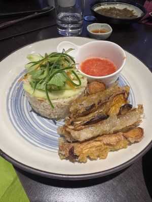 hainanese king trumpet mushroom   at Suissi Vegan Kitchen  in Glasgow