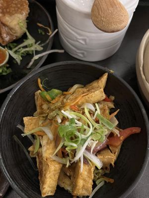 Salt and chilli tofu   at Suissi Vegan Kitchen  in Glasgow