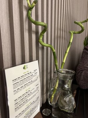 Bamboo decor   at Suissi Vegan Kitchen  in Glasgow