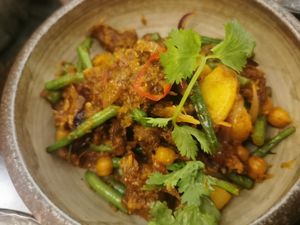 Lions mane rendang at Suissi Vegan Kitchen  in Glasgow