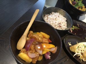 Sweet and sour king trumpet mushrooms at Suissi Vegan Kitchen  in Glasgow