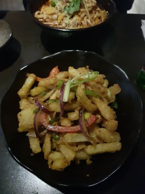 Salt and chilli fries - amazing at Suissi Vegan Kitchen  in Glasgow