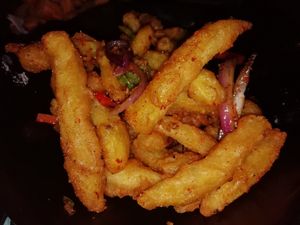 Salt & chilli chips at Suissi Vegan Kitchen  in Glasgow