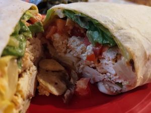 Lots of tofu, but could've been seasoned... at all at Flying Biscuit Cafe in Peachtree City