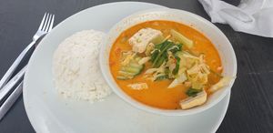 Red curry with rice at Arctic Thai & Grill in Kiruna