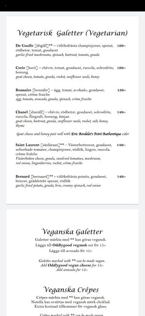 Veggie/vegan galletes at Crêperiet in Lund