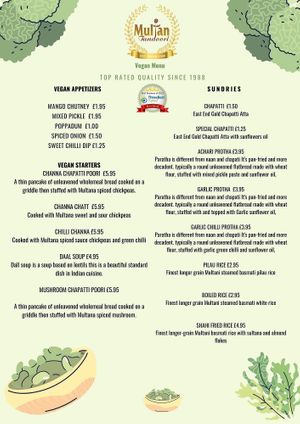 Menu at Multan Tandoori in Paisley