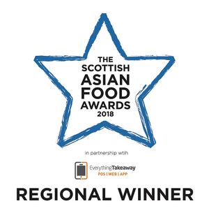 Scottish Asian food Award of outstanding Indian restaurant of the year south west 2018. at Multan Tandoori in Paisley