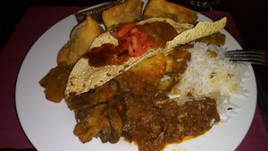 Vegan buffet items at India Garden in Bel Air