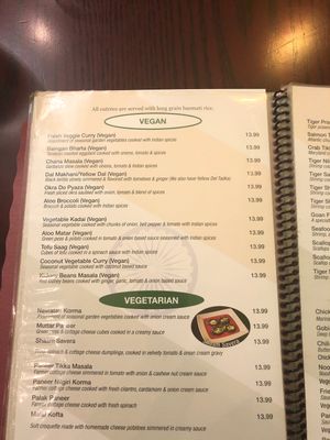 Menu at India Garden in Bel Air