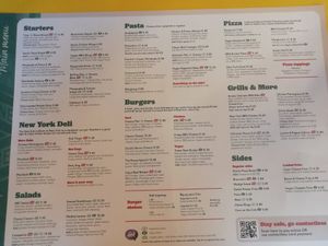 Food menu at Frankie & Benny's - Fort Shopping in Glasgow