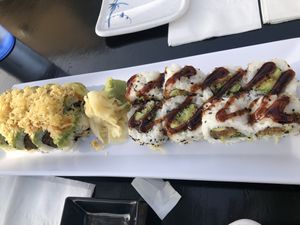 Ghost in a Shell on the left/ Treetop on the right at Akira Sushi in Santa Cruz