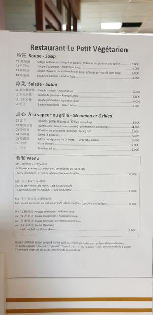 La carte :) at Le Petit Vegetarien in Paris
