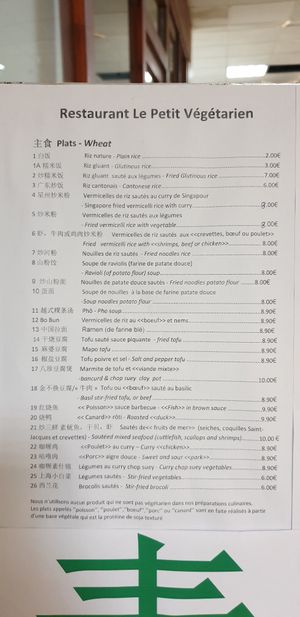 La carte :) at Le Petit Vegetarien in Paris