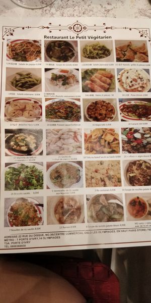 Menu photo at Le Petit Vegetarien in Paris