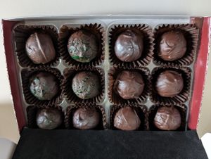 Vegan mint chocolate, hazelnut chocolate and pomegranate chocolate at Malta Chocolate Factory in Bugibba