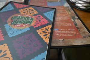 Marking for vegan on menu  at Silver Moon Cafe in Santa Rosa