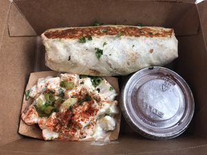 Wet burrito and tater salad  at Dharma Southern Kitchen in Tampa