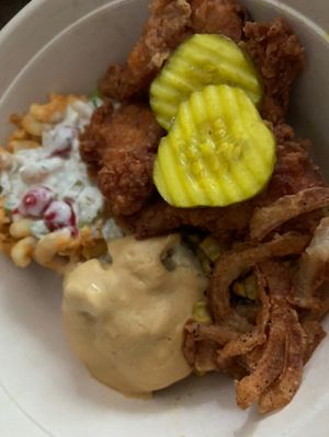 DFC bowl with Buffalo Mac n cheese  at Dharma Southern Kitchen in Tampa