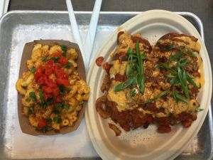 Hot dog and Mac and cheese at Dharma Southern Kitchen in Tampa