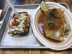 Wet burrito and Mac n cheese buffalo  at Dharma Southern Kitchen in Tampa