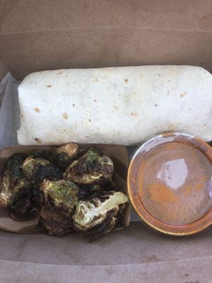 Wet burrito and brussel sprouts at Dharma Southern Kitchen in Tampa