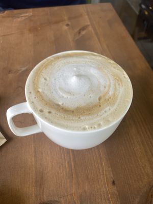 Cafe latte at Cafe Halcyon in Chatan