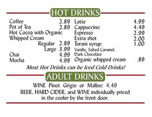 Page 2 of Drinks Menu at Spring Green General Store in Spring Green