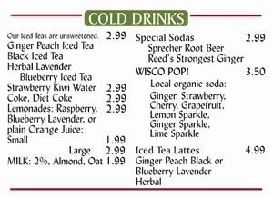 all drinks can be made vegan at Spring Green General Store in Spring Green