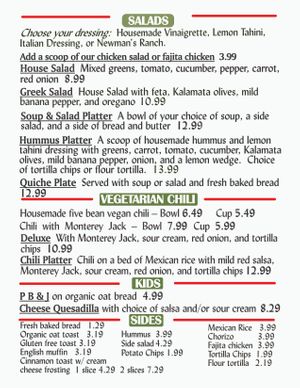 Page 2 of Lunch menu at Spring Green General Store in Spring Green