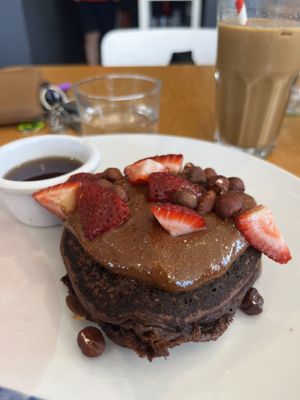 Choc protein pancakes  at The Re-Up in Moonee Ponds