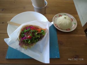 My lunch. Japanese portions are too little for me, so have to order normally 2. at Parlor Neppu Asia in Naha