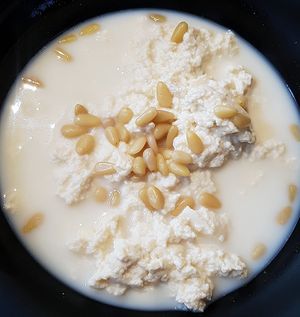 Soft Tofu Stew with pine nuts (vegan) at Naerincheon Rest Area 내린천 휴게소 in Inje