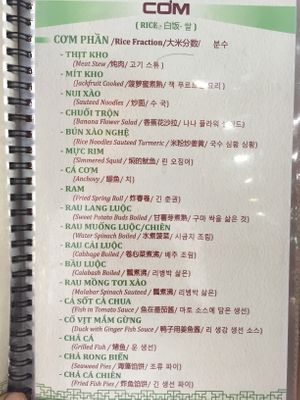 Menu at Bo De  in Da Nang