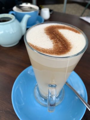 Chai latte with oat milk  at Rooted in Bath