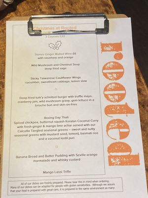 Menu at Rooted in Bath