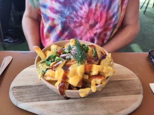 Vegan Indian Poutine at Rooted in Bath