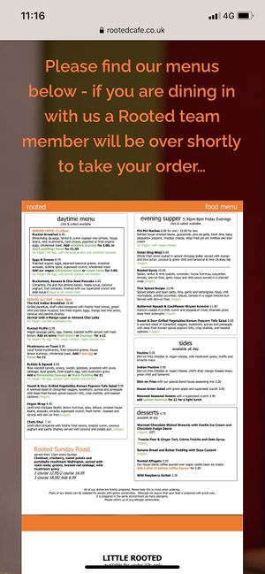 Amazing menu at Rooted in Bath