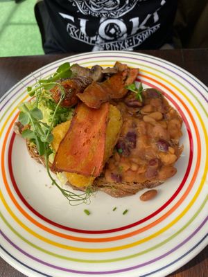 Vegan full breakfast at Rooted in Bath
