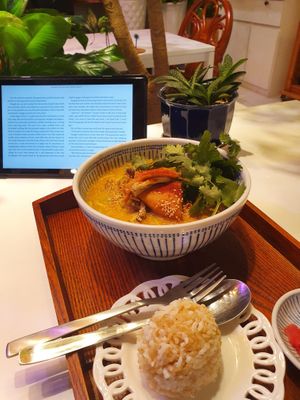 Noodle soup with rice and pickled ginger! I read a book while eating the yummy food! at Palm Tree in Busan