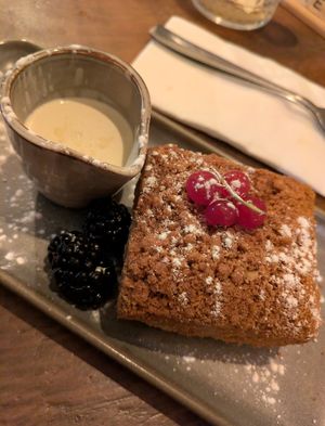 Vegan flapjack and cream at Marley's in Folkestone