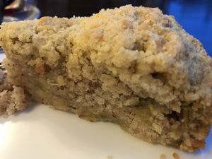 Vegan rhubarb crumble  at Kaffeehaus Amadeus in Lanchester