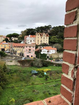 the view from the window seat  at A Praça in Sintra