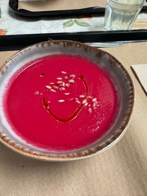 Beet soup is smiling at me! at A Praça in Sintra