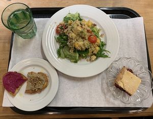 Hummus toast, fresh salad, and plum pie! at A Praça in Sintra