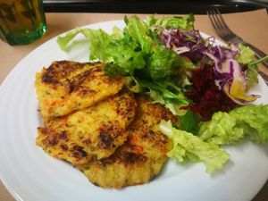 Rice, potatoes and carrot croquettes at A Praça in Sintra