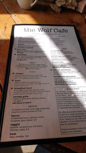 Menu page 1 at The Wolf Cafe in Ballwin