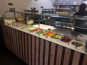 Salad bar at Maoz in The Hague