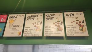 Menu at Maoz in The Hague